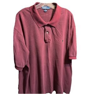 Polo Ralph Lauren Vintage Men’s 3XB Maroon Short Sleeve 1/4 Button Cotton Shirt